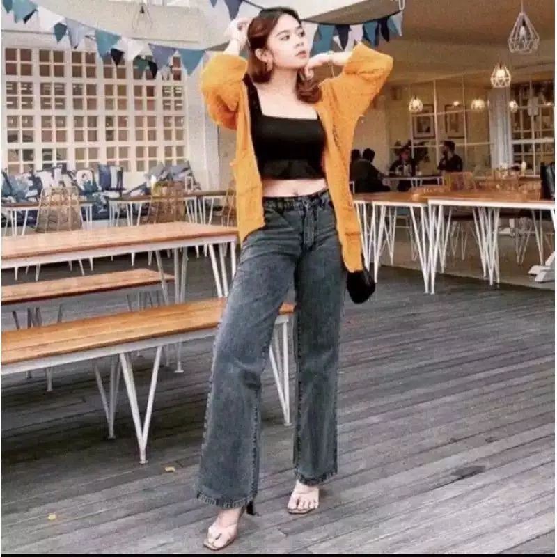 JEANS KULOT SYAKIRA SNOW WANITA CELANA HIGHWAIST KULOT JEANS BOYFRIEND