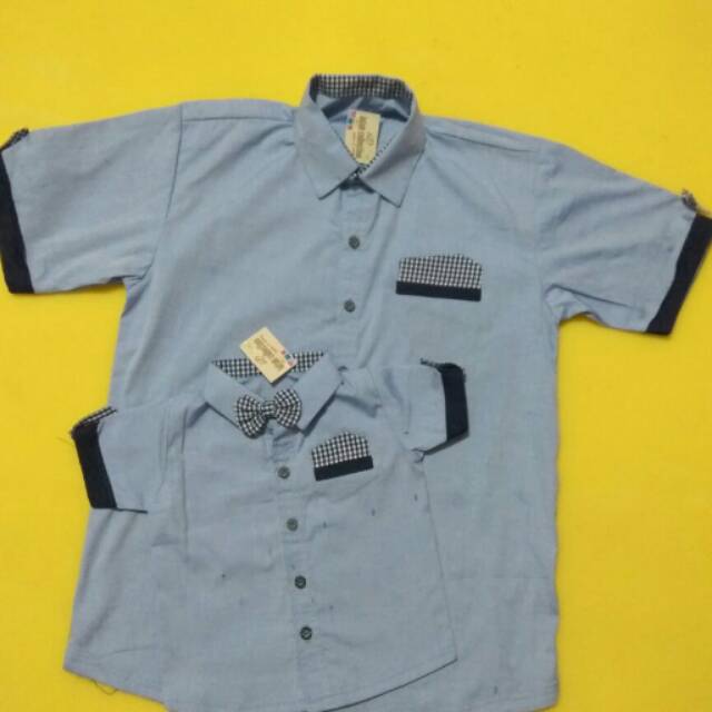 Baju Kemeja pria lengan pendek polos kemeja couple ayah dan anak laki laki toyobo premium Abu Abu te