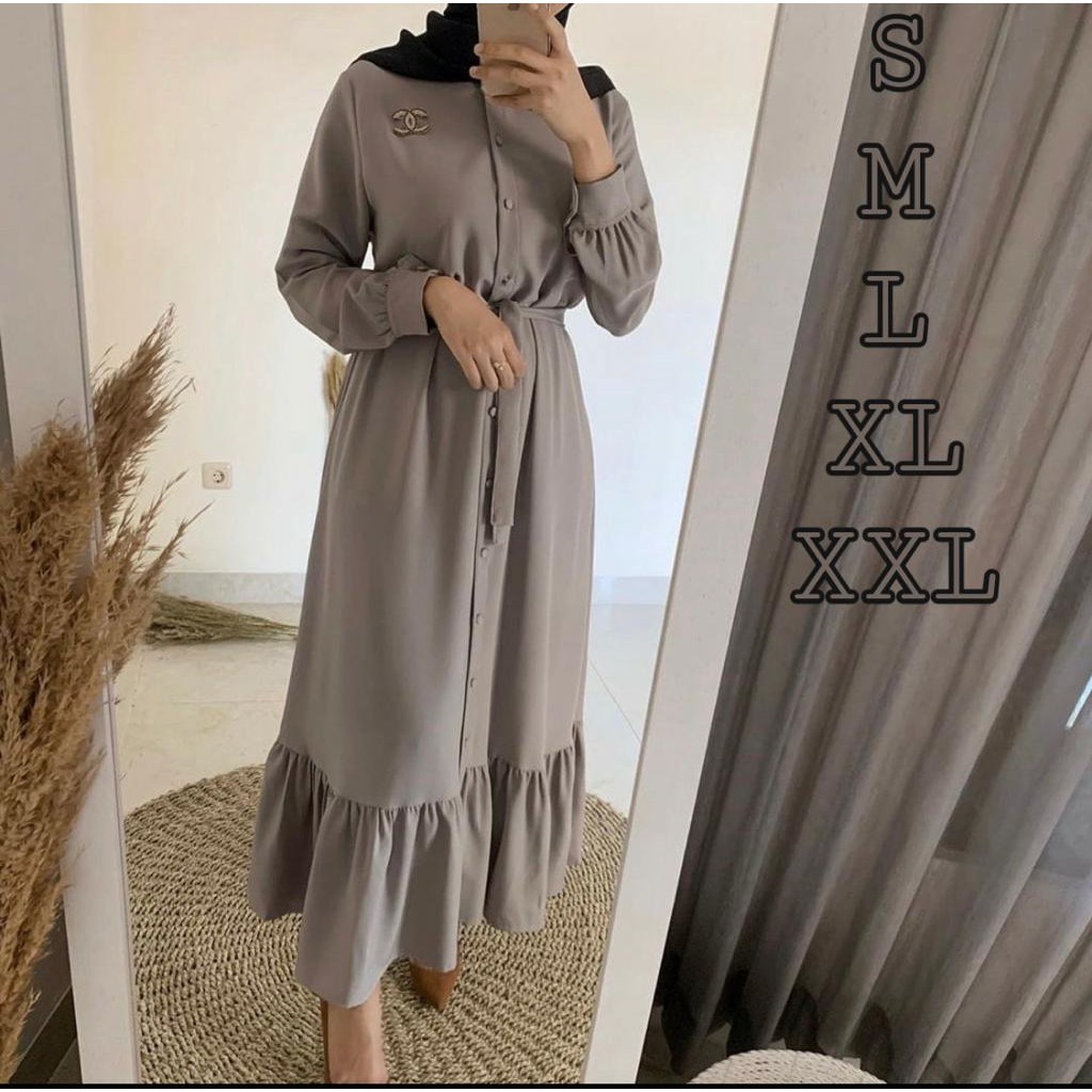 (COD) Bella Gamis Moscrepe 8 Warna / Dress Muslimah / Gamis-Abu