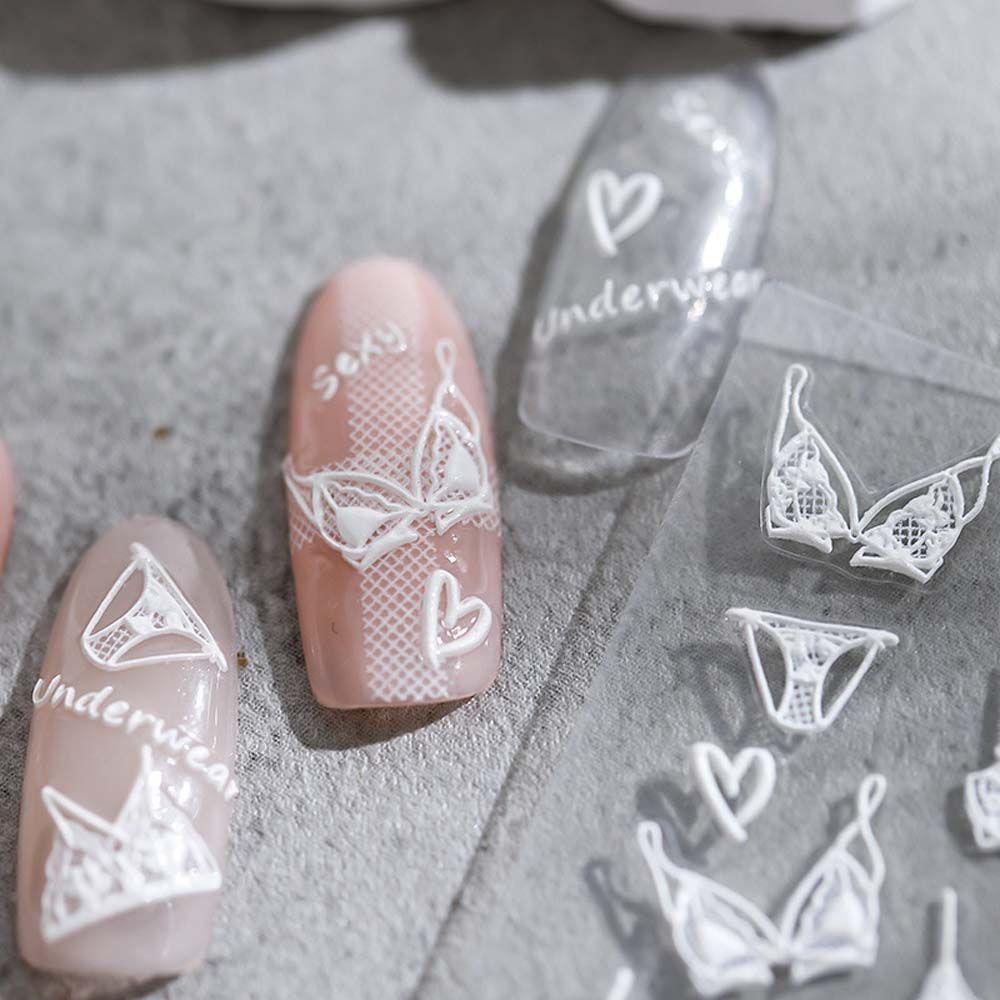 Mxbeauty Rose Stiker Kuku Relief Perekat Diri Abstrak Manikur Aksesoris Gadis Seksi Nail Art Dekorasi