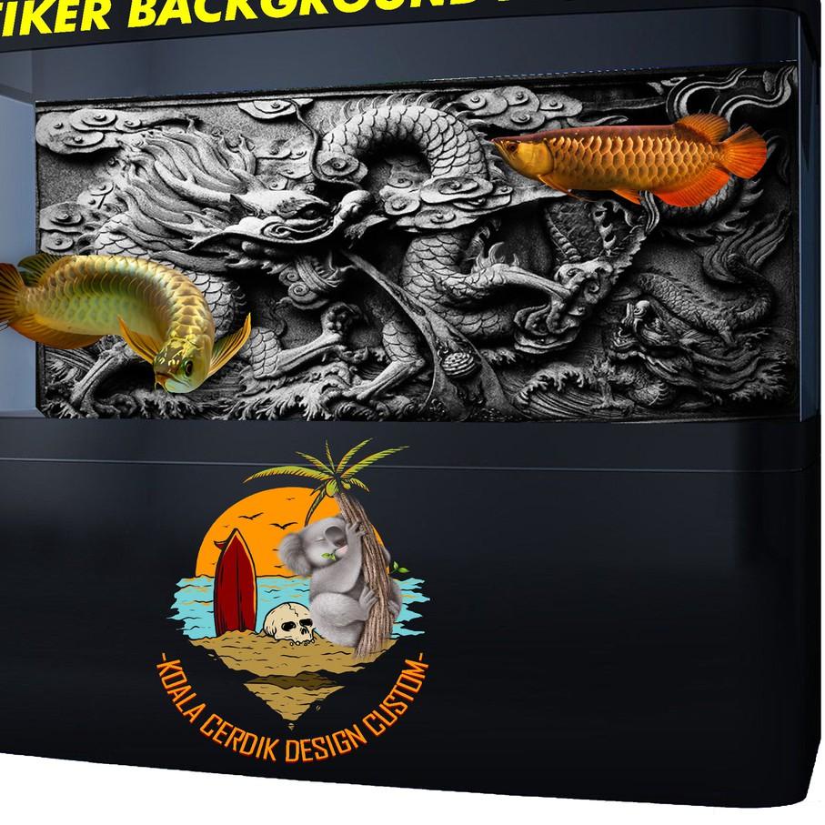 Terbaru Stiker Background Aquarium Naga 3D .