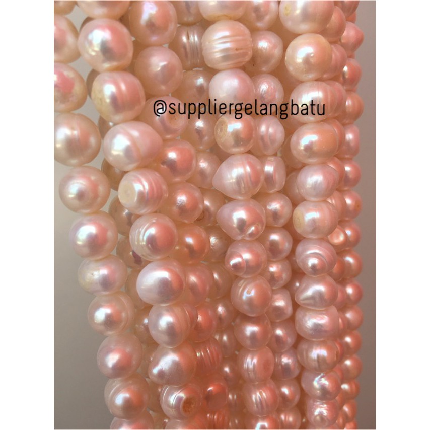 Bahan Aksesoris Mutiara Air Tawar Barok / Baroque 8 x 12mm Bulat pearl beads craft aksesoris bahan