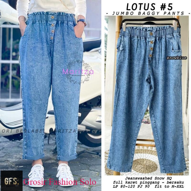 LOTUS #5 JUMBO BAGGY PANTS | CELANA JEANS SNOW | BY MARITZA | SANDRA BOYFRIEND JEANS JUMBO