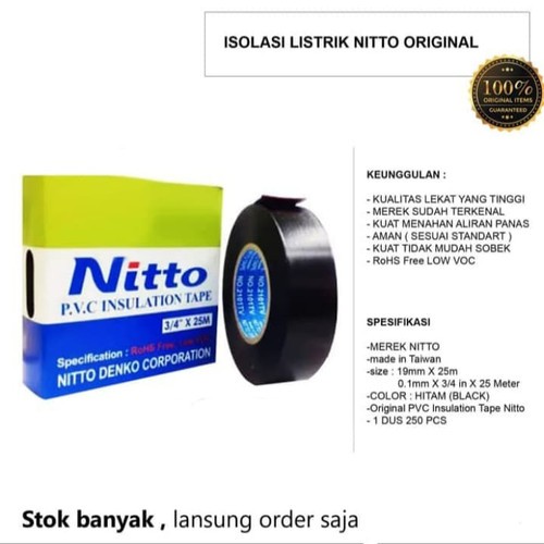 

Solasi Listrik Nitto Tape Isolasi Nitto Hitam