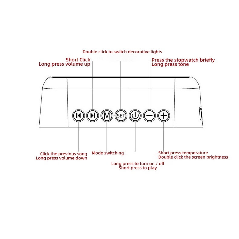 Speaker Bluetooth V 5.0 Mirror Clock Alarm Jam Weker/Beker Cermin