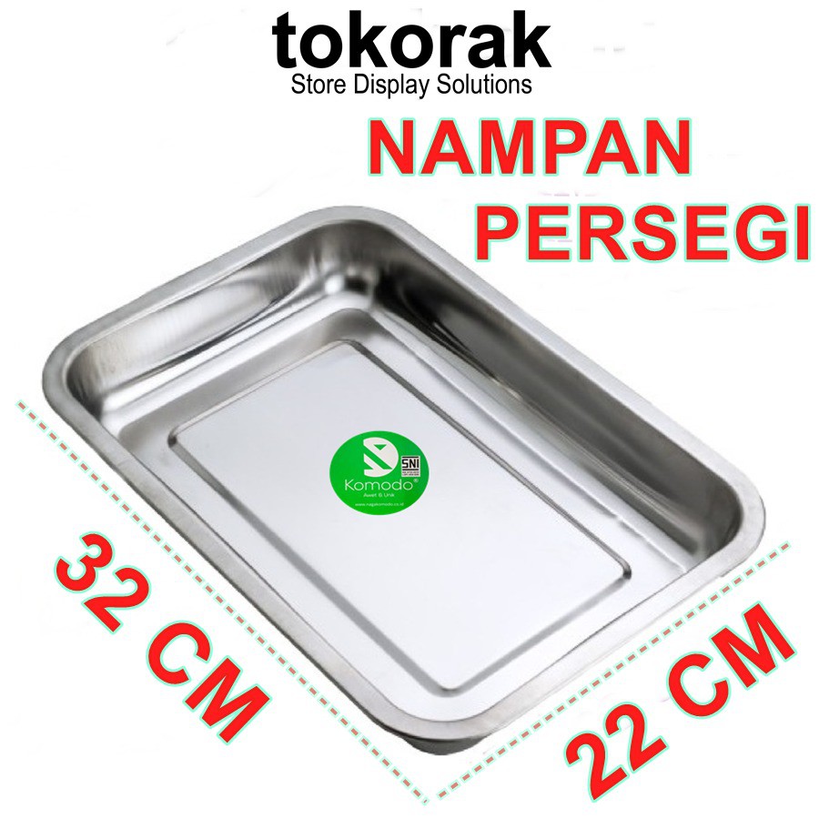 NAMPAN STAINLESS STEEL GALAXY 32 X 22CM KOMODO - NAMPAN PERSEGI - BAKI