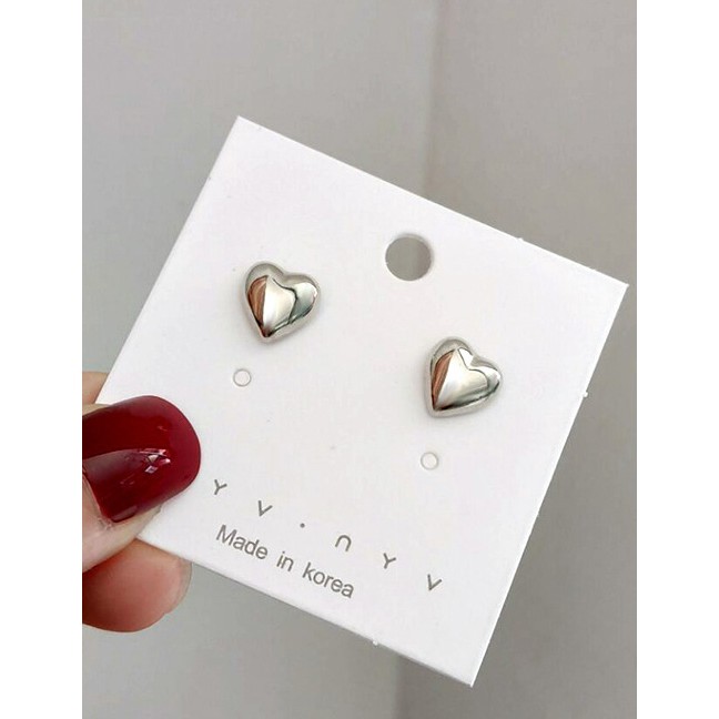 LRC Anting Tusuk Fashion Silver Peach Heart Earrings F48839