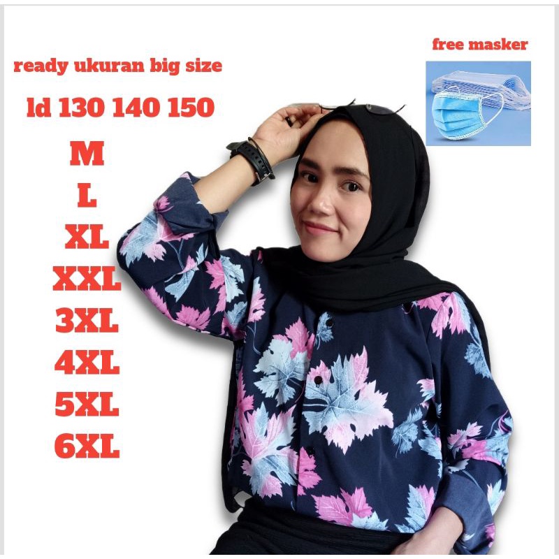 atasan kemeja monalisa M L XL XXL XXXL 4XL 5XL/atasan wanita jumbo/baju big size/kemeja wanita/baju 