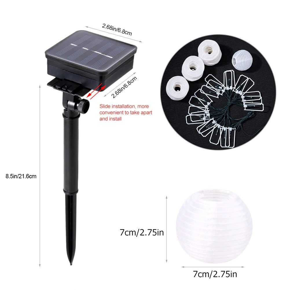 Lampu Hias Dekorasi Taman Lampion Mini / Bola Mini 7x7cm multi warna dengan Solar Power 20 LED 5M Tenaga Surya outdoor taman waterproof anti air Lantern Ball Solar String Lights Christmas Party Wedding Fairy Lights Outdoor Garland Patio Garden Decor