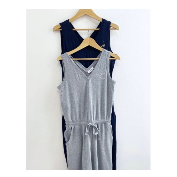 Calvin klein logo v-neck sleeveless jumpsuit