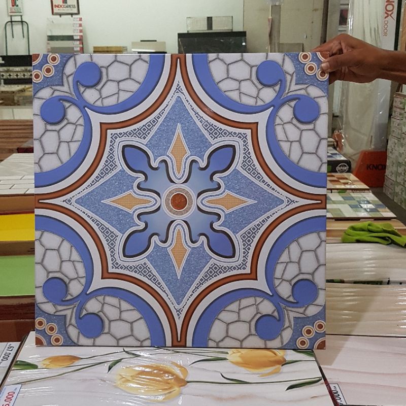 keramik lantai 50x50 motif bunga mos