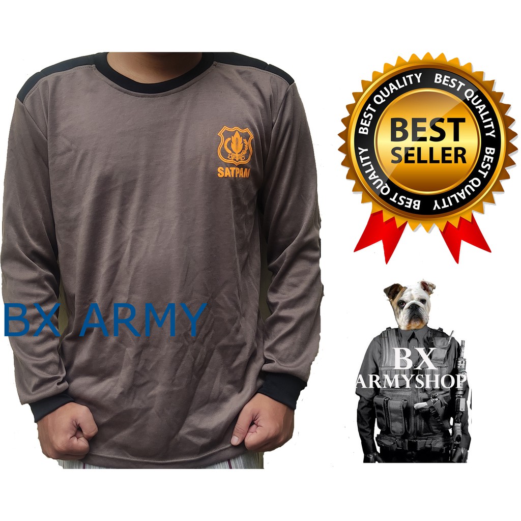KAOS SECURITY SATPAM COKLAT LENGAN PANJANG TERBARU