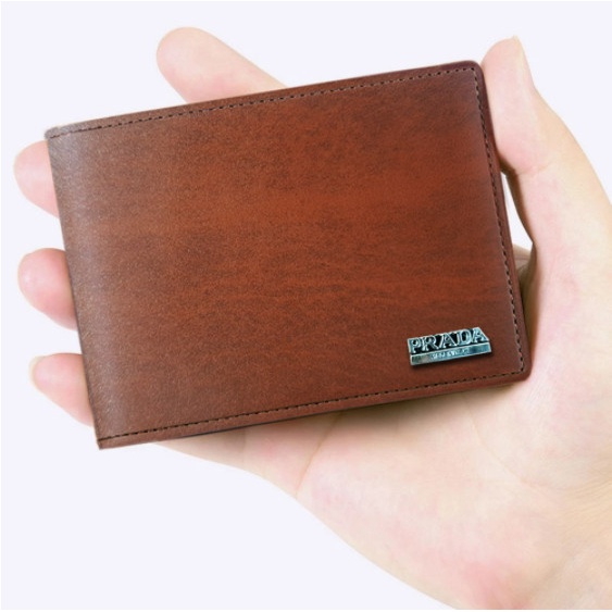 Dompet Pria Dompet Pendek Pria LOGO PRADA KW Kulit Sintetis Lipat Dua Multicard + BOX