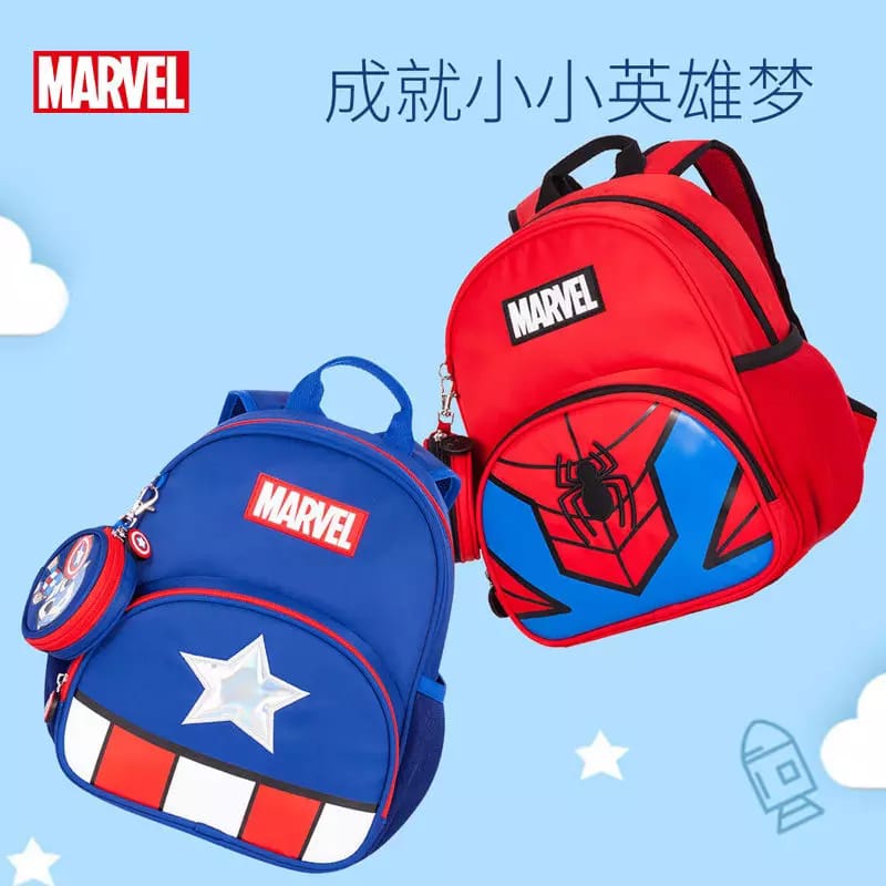 (COD) Tas Sekolah Anak Perempuan Laki2 Murah PAUD, TK, SD Model Style Korean Tas Ransel Anak Karakter MARVEL