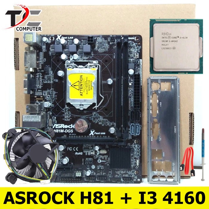 MOBO LGA 1150 H81 Plus Processor intel core i3 4160 + FAN