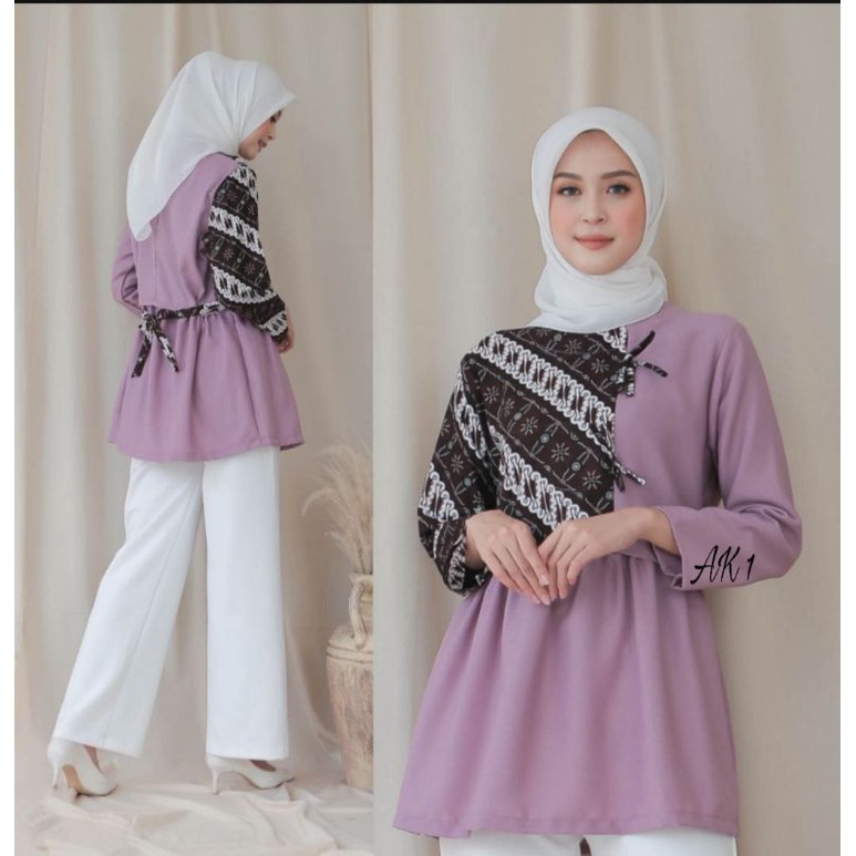 tey-17 Batik wanita ASJ SA HRB026 Kenongo Kemeja Tosca Pendek-6