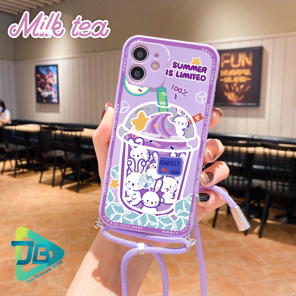 SOFTCASE SILIKON SLINGCASE TALI LANYARD STRAP PHONE MACARON PELINDUNG KAMERA MILK TEA OPPO VIVO SAMSUNG XIAOMI REALME IPHONE ALL TYPE JB5513