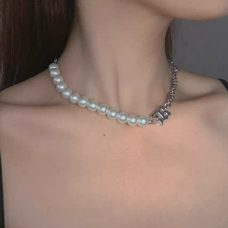 Pearl Necklace  Accessories  Temperament Personality  Short Chain  Letter Clavicle Chain