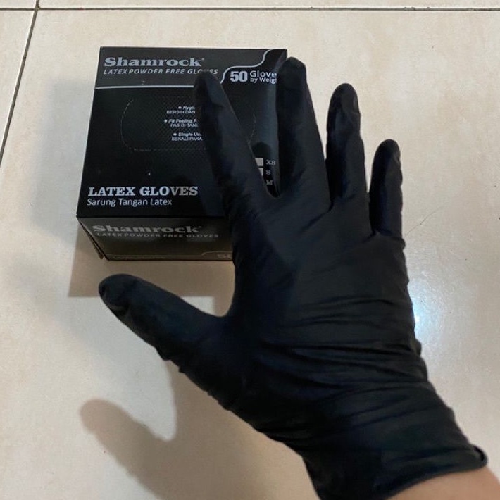 [ 10 PCS ] Sarung Tangan Latex Hitam / Sarung Tangan Nitrile / Sarung Tangan Karet Latex Hitam Shamr