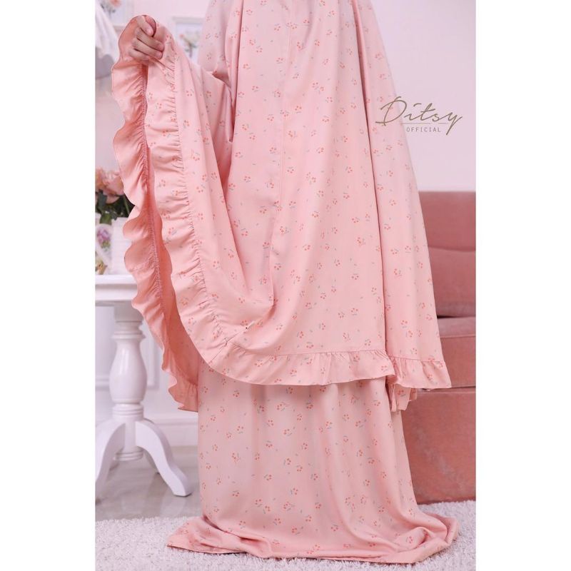 Ditsy Prayer Set | Cicera pink prayer set | mukena ditsy | mukena katun | mukena katun viscose