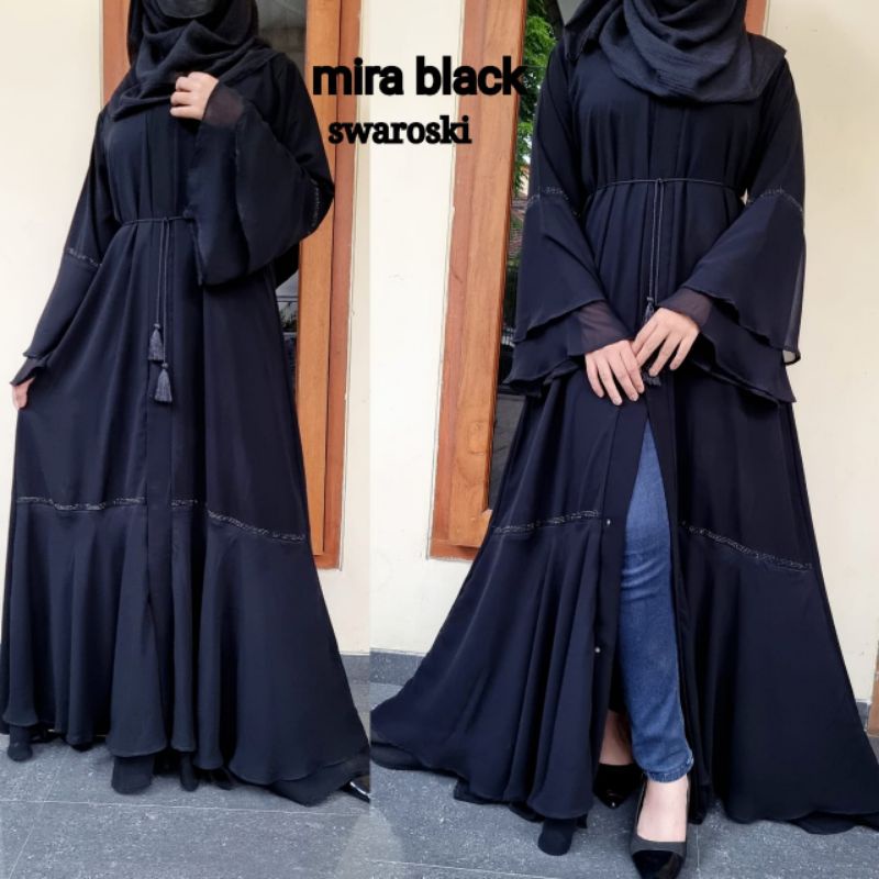 ABAYA MIRA BLACK/ABAYA ARAB/TURKI/MESIR/GAMIS MUSLIMAH
