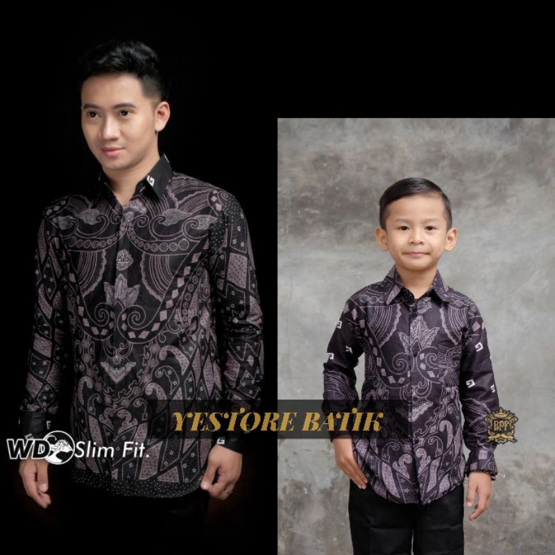 COD - Batik couple ayah anak laki-laki kekinian motif G kecil - Bisa pisah.