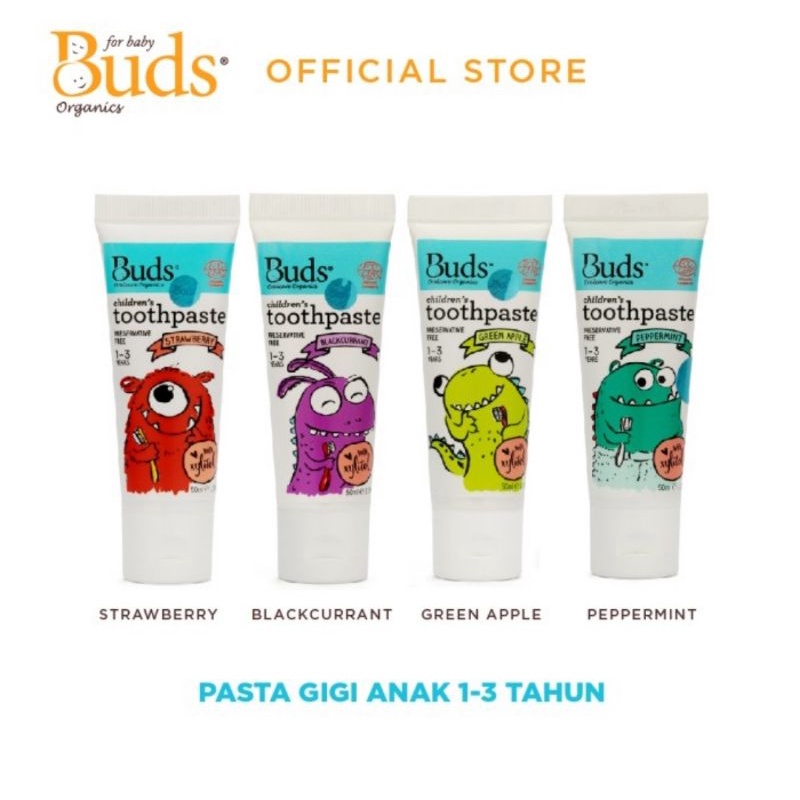 Buds Organics Toothpaste With Xylitol Usia 1- 3 Tahun Ukuran 50 ml