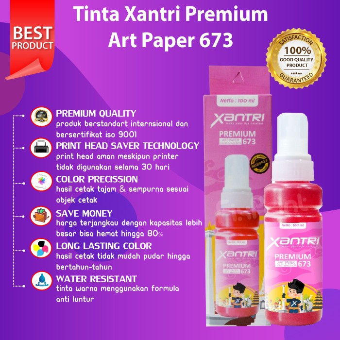 Tinta Art Paper 664 Epson Printer artpaper L100, L200, L110, L120, L210, L220, L310, L350, L355, L360, L365, L380, L380, L385, L405, L455, L460, L465, L480, L485, L550, L555, L565, L605, L650, L800, L805, L810, L850, L1300, L1800