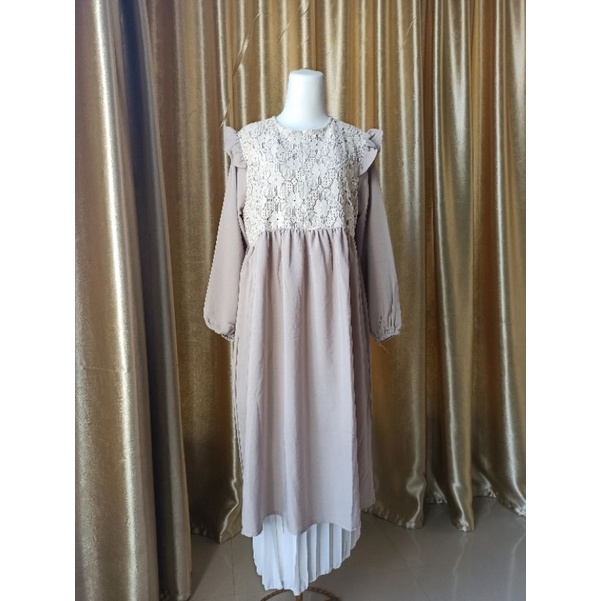 Tunik Wanita Liza Brukat Bahan Shakila