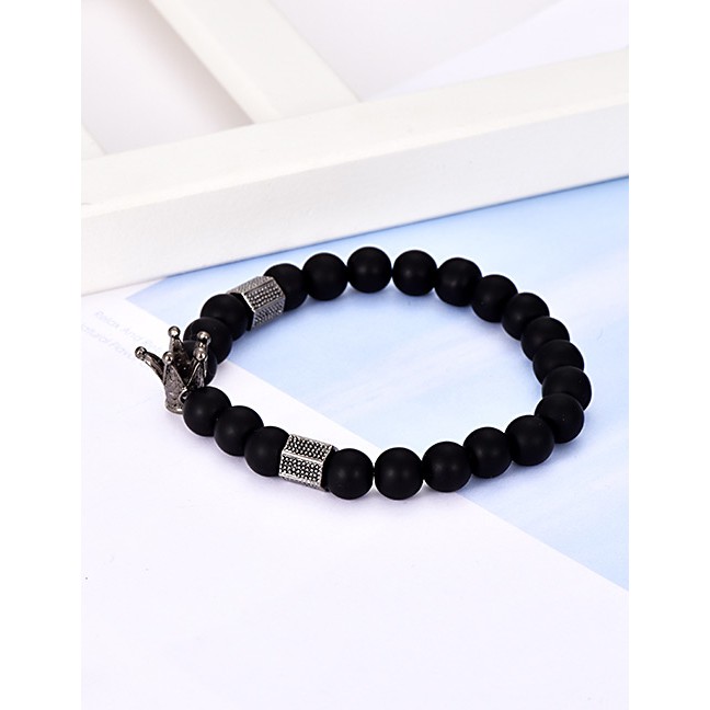 LRC Gelang Tangan Fashion Black Natural Stone Alloy Bracelet F46835