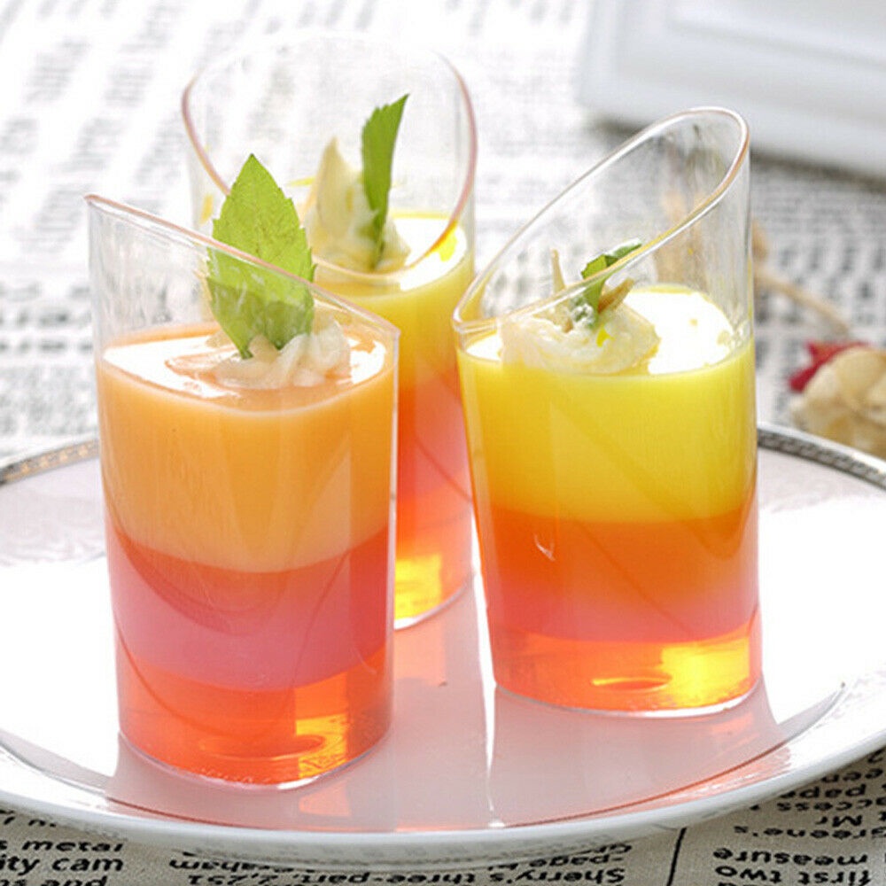 【COD Tangding】50pcs/set 80ml Clear Plastic Disposable Party Shot Teardrop Dessert Cups Birthday