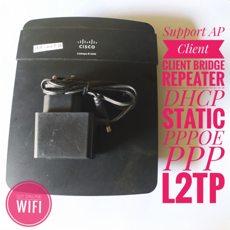 Router Wifi CISCO LINKSYS E1200 Firmware DDWRT Support WAN DHCP Static PPPoE L2TP AP Client Bridge Repeater