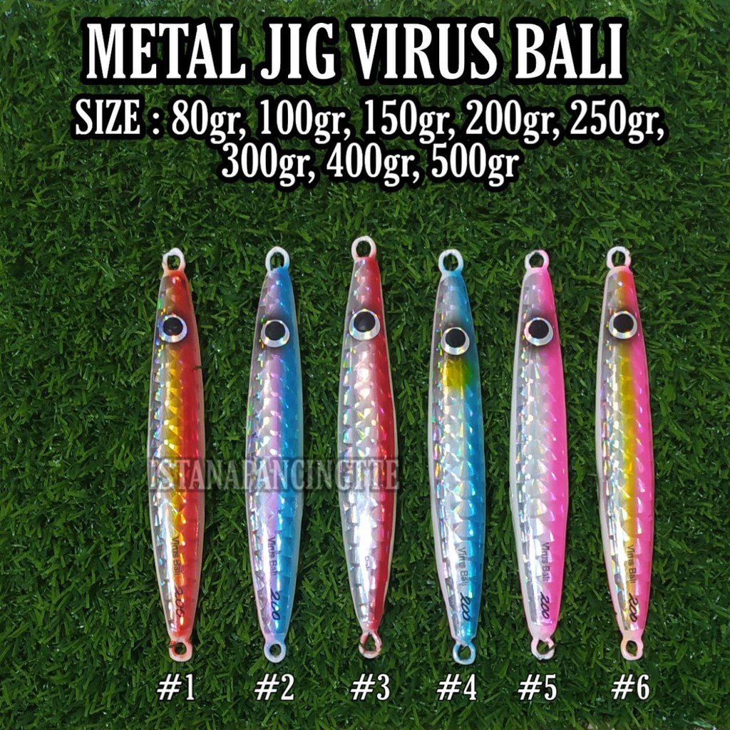 UMPAN METAL JIG VIRUS BALI SIZE 80g, 100g, 150g, 250g, 300g, 500g, 600, PANCING MANCING MANIA