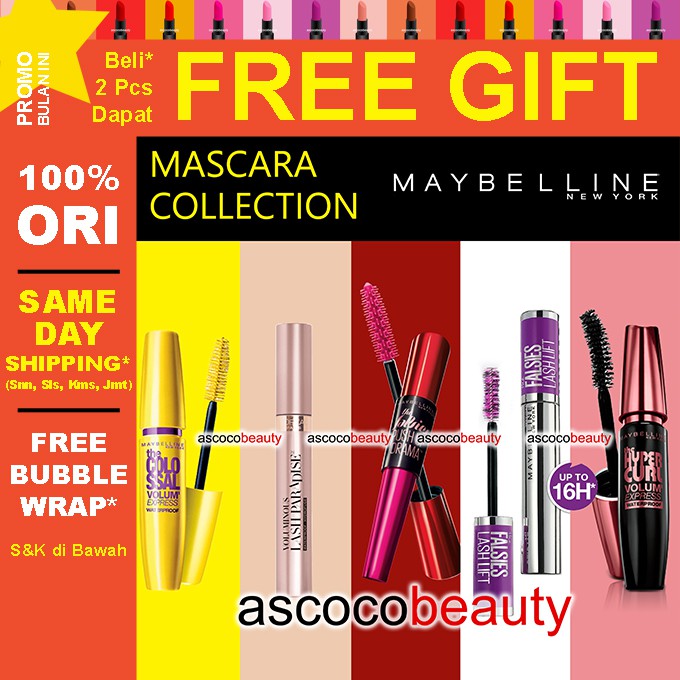 Maybelline MASCARA [ORI] Hypercurl Magnum Colossal Falsies Lash Lift Push Up Drama Volum Express Loreal ✰ ascocobeauty ✰