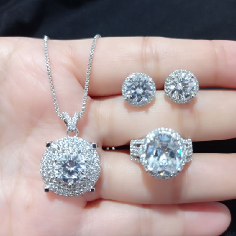 Set Perhiasan Replika Berlian Set Replika Berlian Lapis Emas Set Perhiasan Replika Berlian Eropa Tah