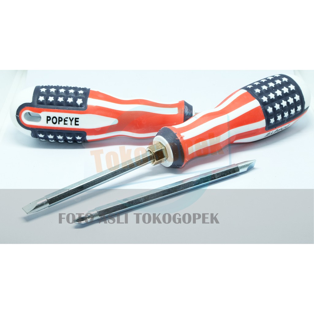 OBENG PLUS MINUS BOLAK BALIK GAGANG KARET - 4 INCH