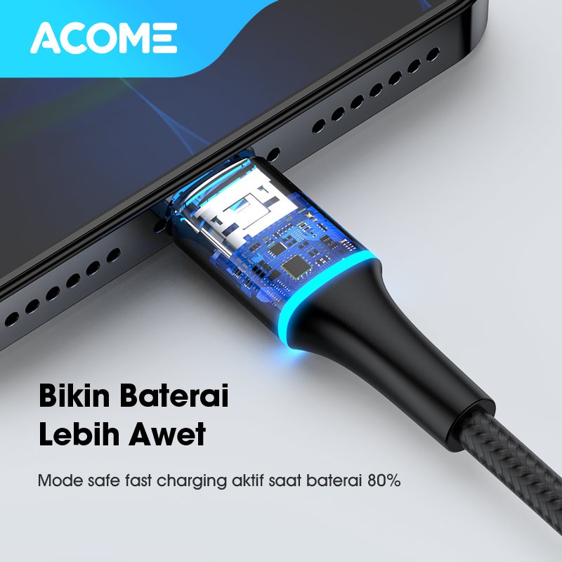 Acome Kabel Data Lightning Colourful LED iPhone / iPad Data Cable Garansi Resmi 1 tahun AOL-010