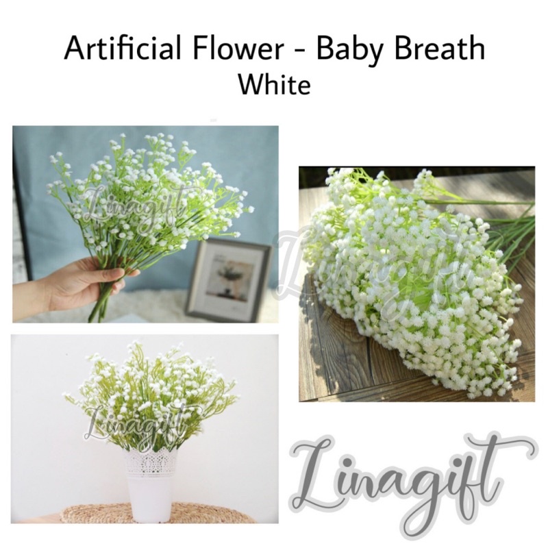 ARTIFICIAL FLOWER - BABY BREATH WHITE - 7 CABANG BERDAUN BUNGA ARTIFICIAL BUNGA PLASTIK PALSU BUNGA HIAS BUKET DEKORASI / ARTIFICIAL FLOWER / FLORIST DEKORASI RUMAH