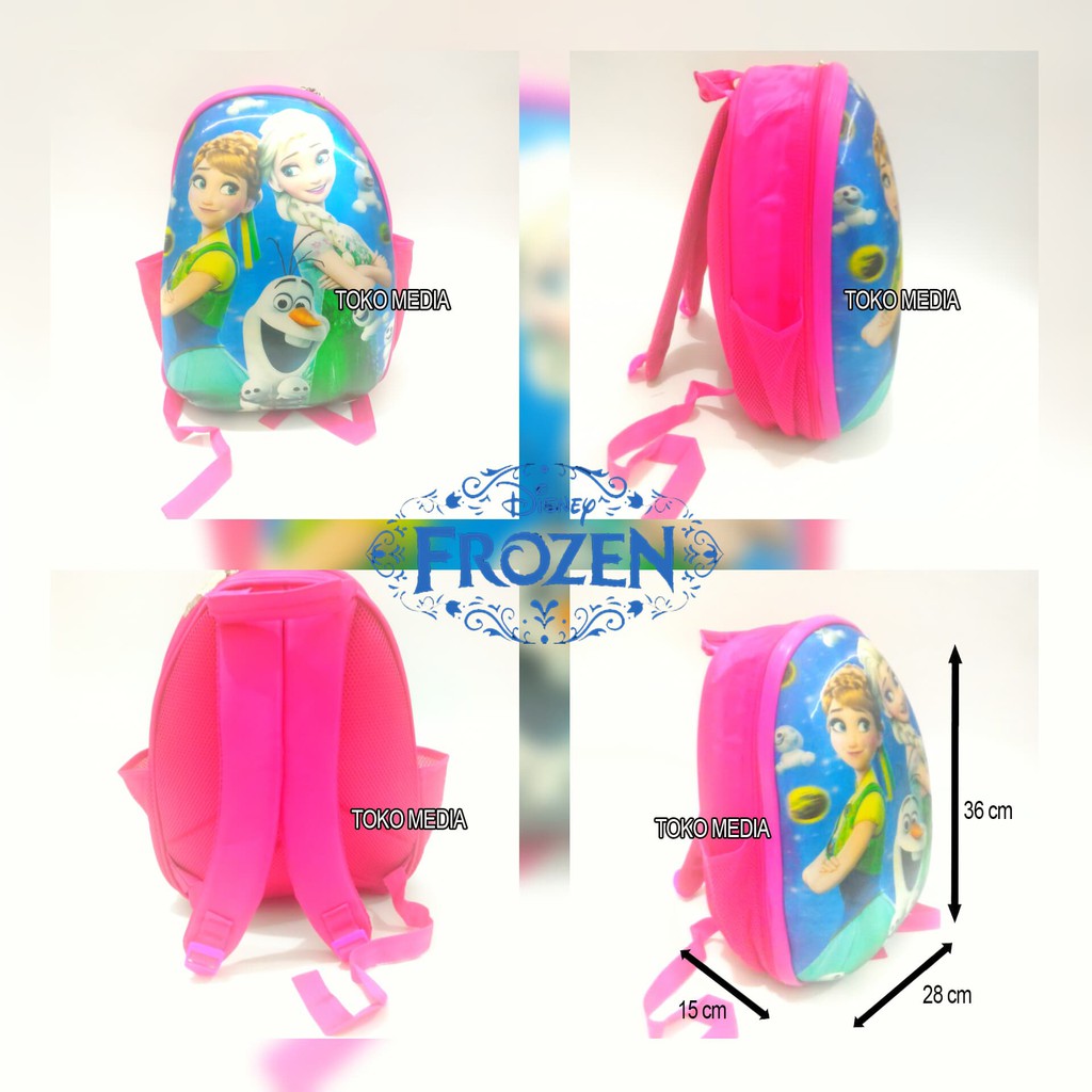 Terunik Tas Sekolah Anak TK Import Model Setengah Telur 6D Timbul FROZEN