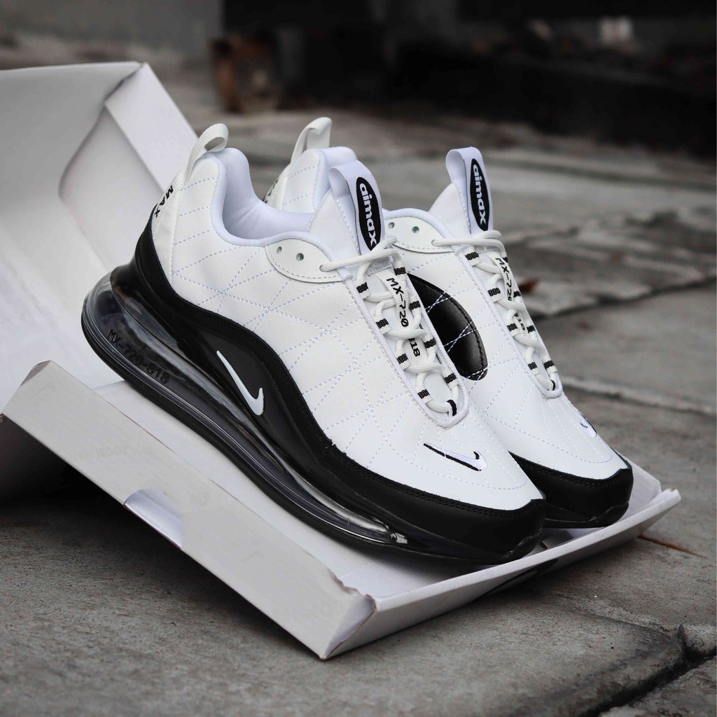 SEPATU SNEAKERS PRIA NIKE AIRMAX AIR MAX 720 818 WHITE ON BLACK HITAM PUTIH