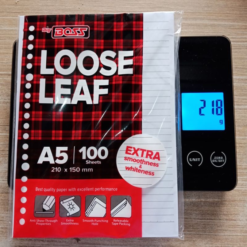 

BIGBOSS 100 lembar kertas loose leaf A5 100s sheet big boss isi binder file looseleaf LL 148 x 210 mm big boss putih garis per pak - enc.sup