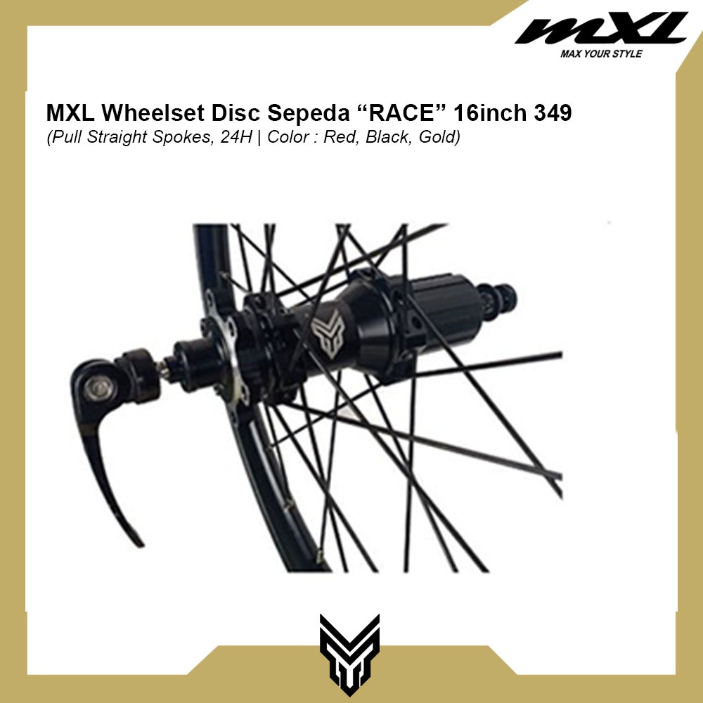 MXL Wheelset Disc Race 16&quot; 349 Roda Sepeda Set Velg Lengkap Cycling