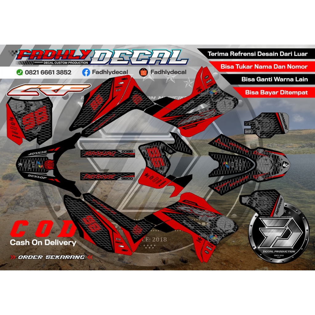 decal crf 150 l full body hitam merah grey keren sticker fullbody