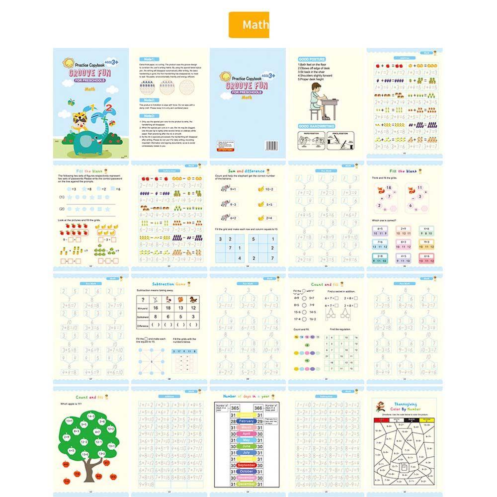 【 ELEGANT 】 Kids English Copybook Holding Pens Huruf Inggris Menggambar Latihan Bahasa Inggris Free Lap Stiker Tulisan Inggris