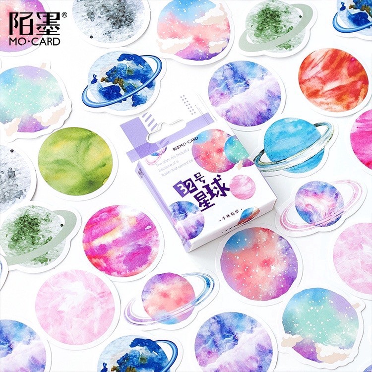 45 pcs Stickers GALAXY Deco Diary DIY ScrapBook Planner Bujo  Journal-stiker lucu murah aesthetic