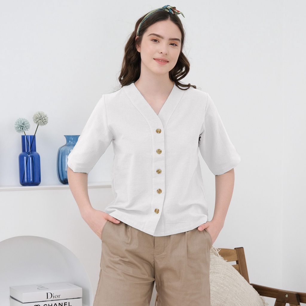 Beatrice Clothing Nazka Blouse - Atasan Wanita-White