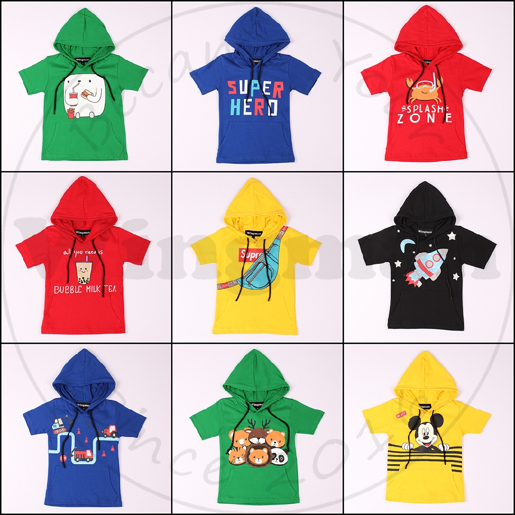  Kaos Hoodie Anak  Karakter Lengan Pendek 1 10th RANDOM ACAK 