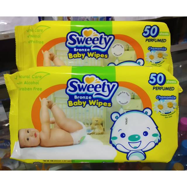 Sweety Bronze Baby Wipes 50s