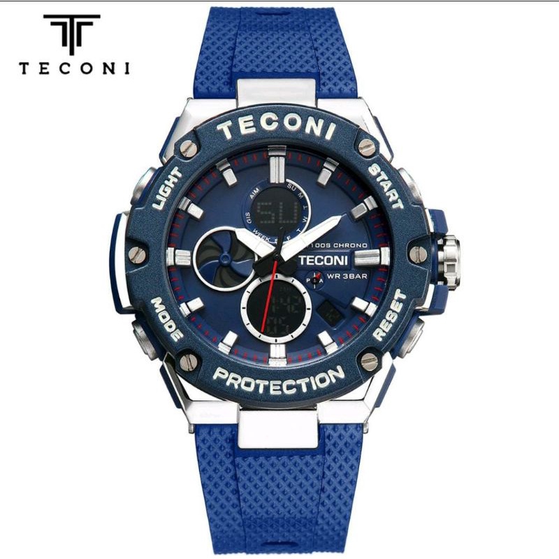 Jam Teconi Original Jam Tangan Dualtime Anti Air Jam Tangan Rubber Pria