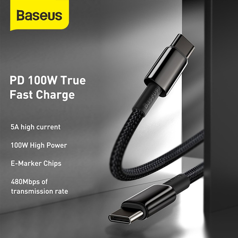 Baseus Kabel Data Type-C to Type-C Fast Charge PD Quick Charge 4.0 100W 1M